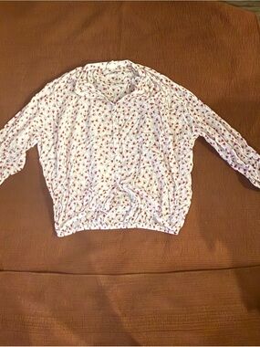 H & M Anna Glover Floral Oversized Blouse Shirt Top Button Up Women’s Sz 8